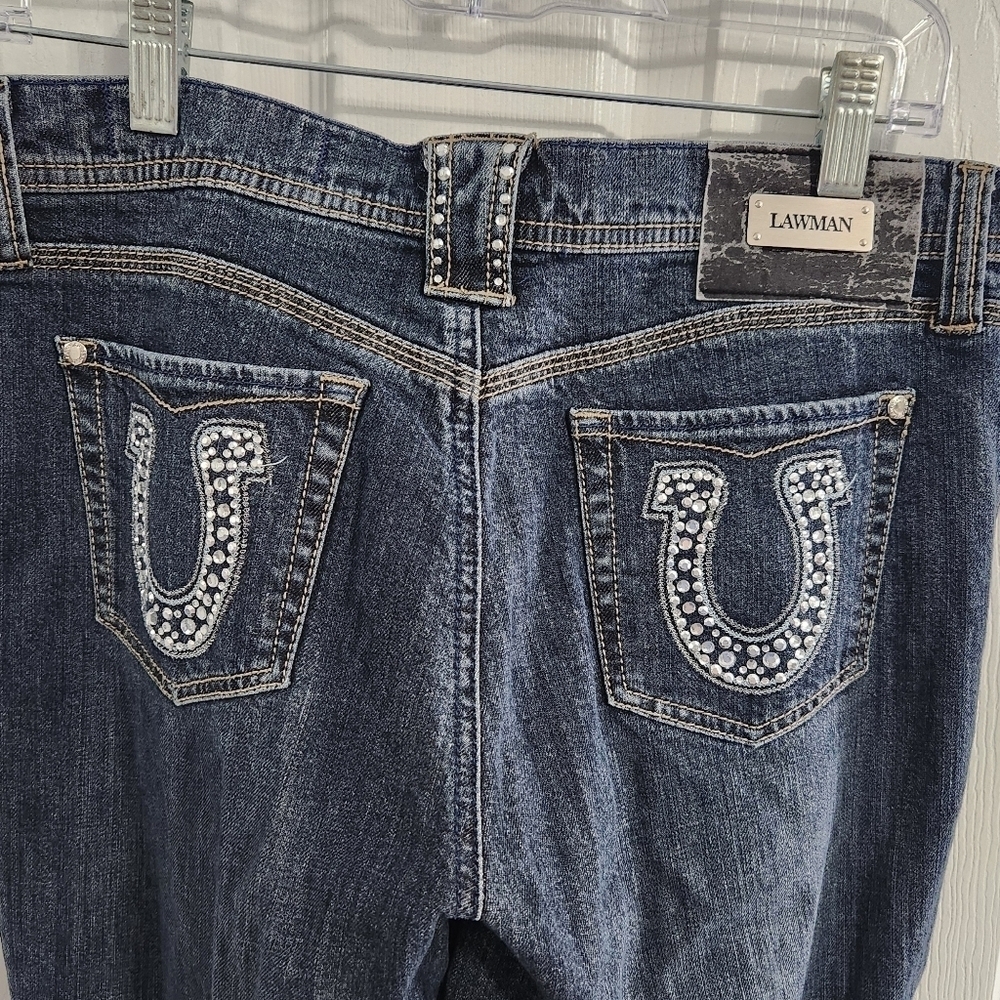 Lawman western bootcut women jeans bling cowgirl denim rodeo Nashville size 9 - Picture 9 of 11